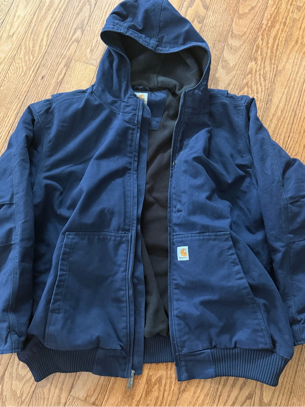 Carhartt 3XL Full Swing Loose Fit Active Jacket Navy Washed Duck Fleece Lined
